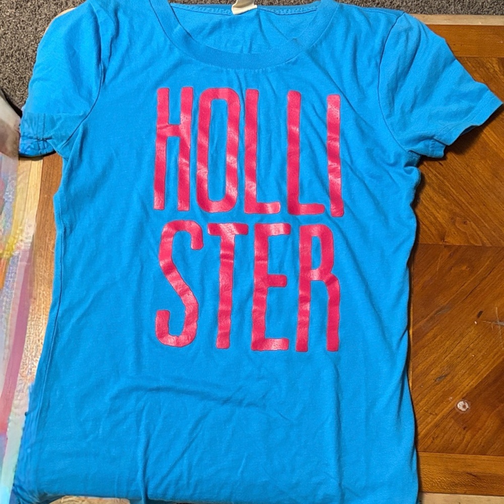 Hollister Kids Bright Blue Tee with Pink Lettering